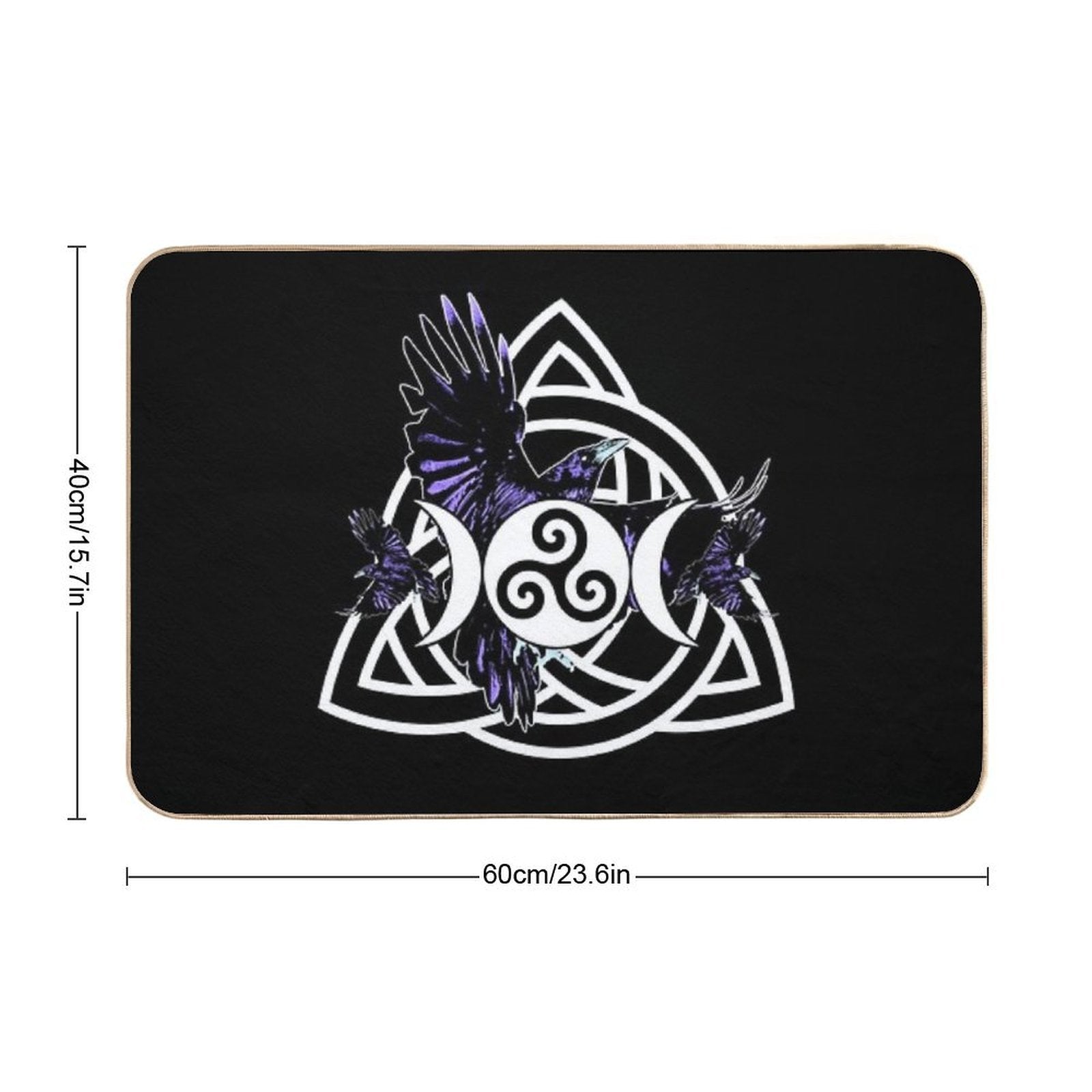 The Morrigan Triple Goddess Raven - Witches Triple Moon with Triquetra Celtic Knot And Triskelion  Pet-Safe Bath Mat
