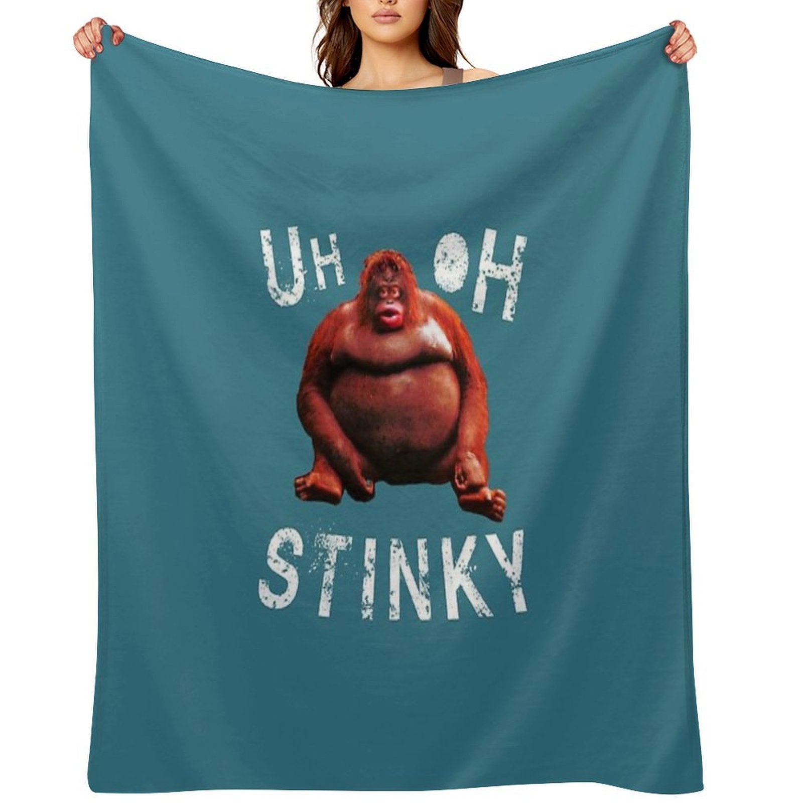 Uh Oh Stinky Le Monke Monkey Funny Dank Meme Pullover Compact Throw Blanket