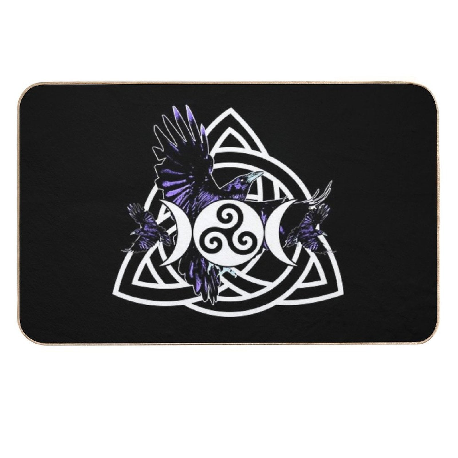 The Morrigan Triple Goddess Raven - Witches Triple Moon with Triquetra Celtic Knot And Triskelion  Pet-Safe Bath Mat