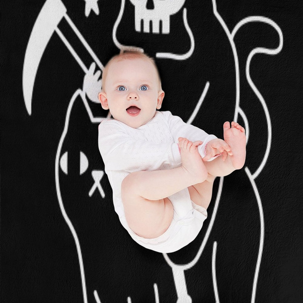 Death Rides A Black Cat Throw Blanket