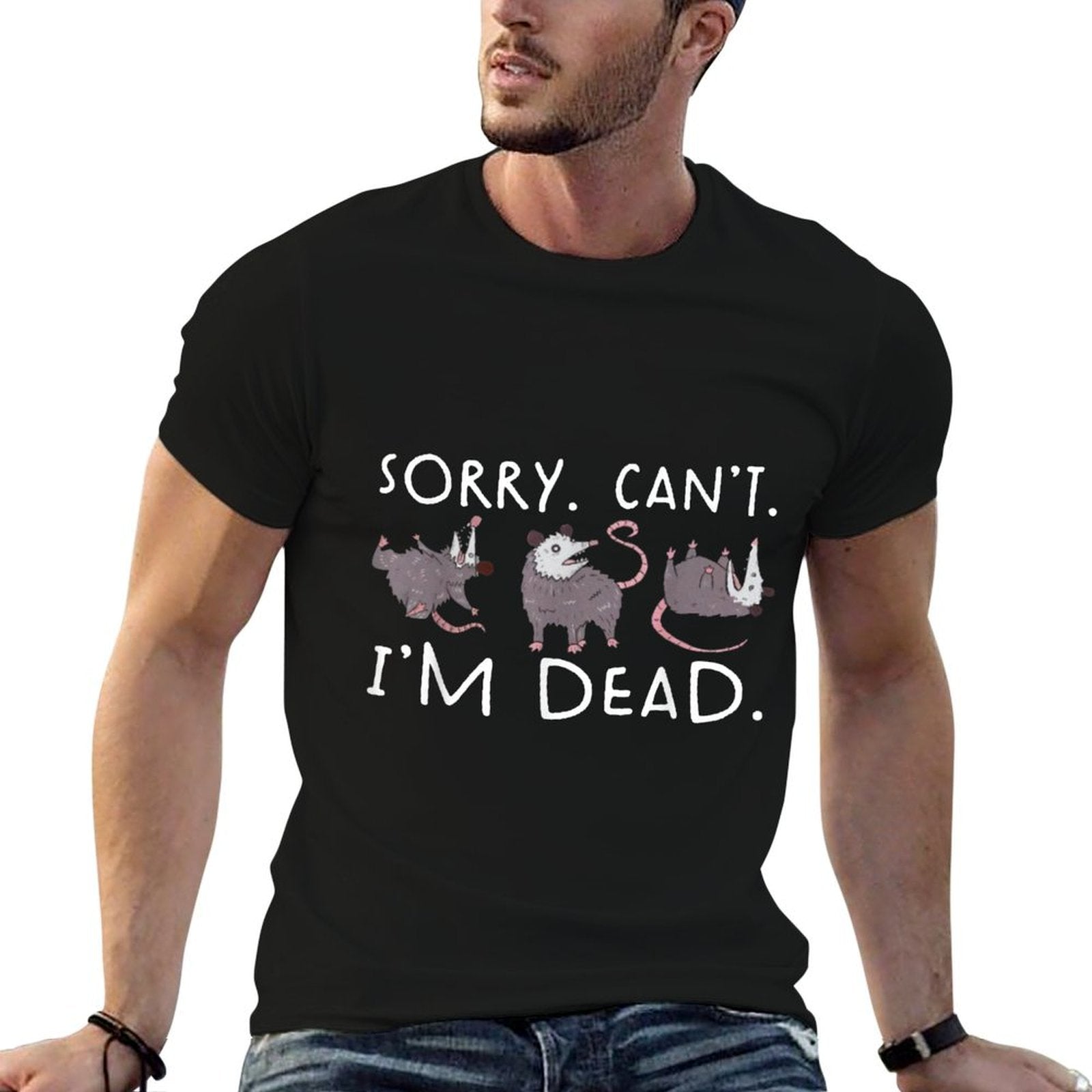 Sorry Can&#39;t Possum Dead Funny Opossum Fake Death Trash Meme T-Shirt