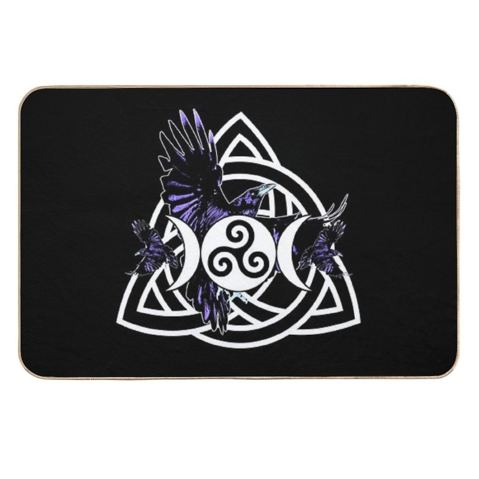 The Morrigan Triple Goddess Raven - Witches Triple Moon with Triquetra Celtic Knot And Triskelion  Pet-Safe Bath Mat