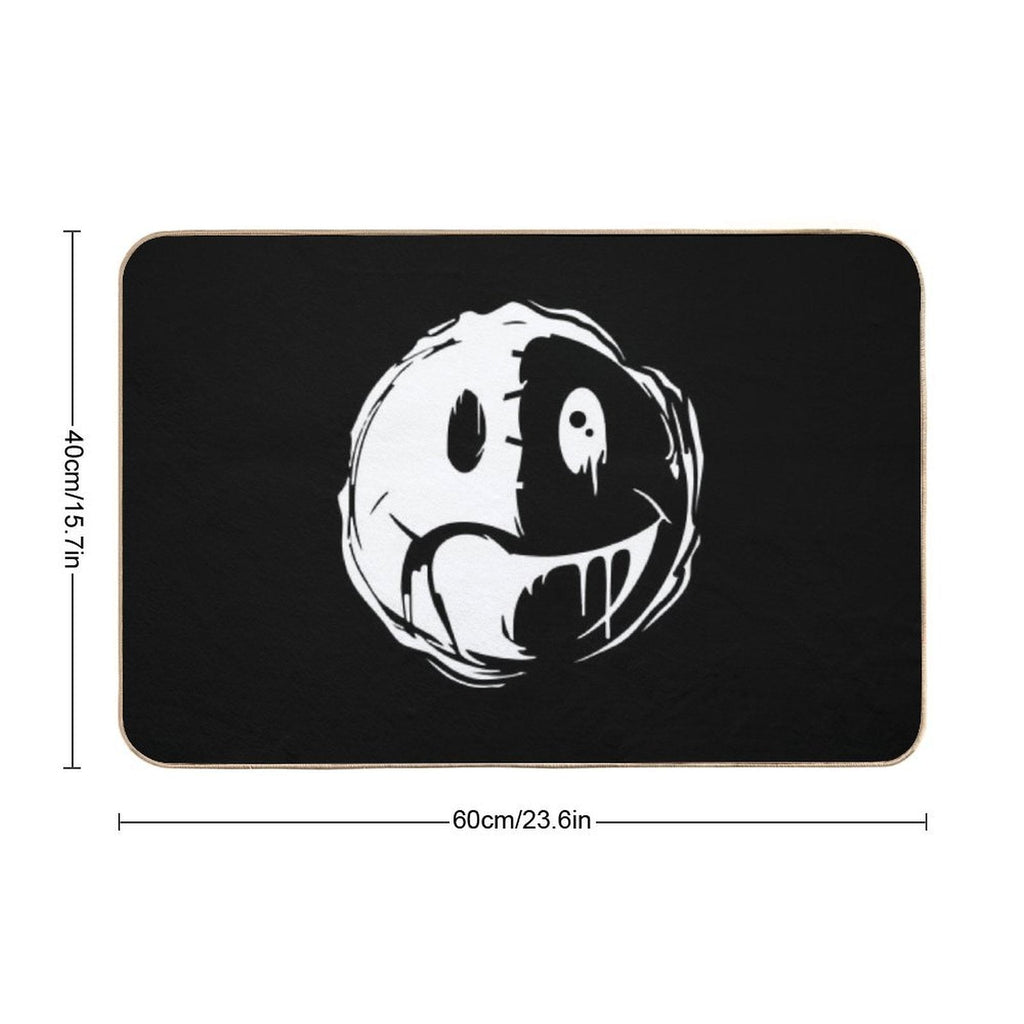 SmileySad Face – Emo Punk Split Mood Design  Absorbent Bath Mat