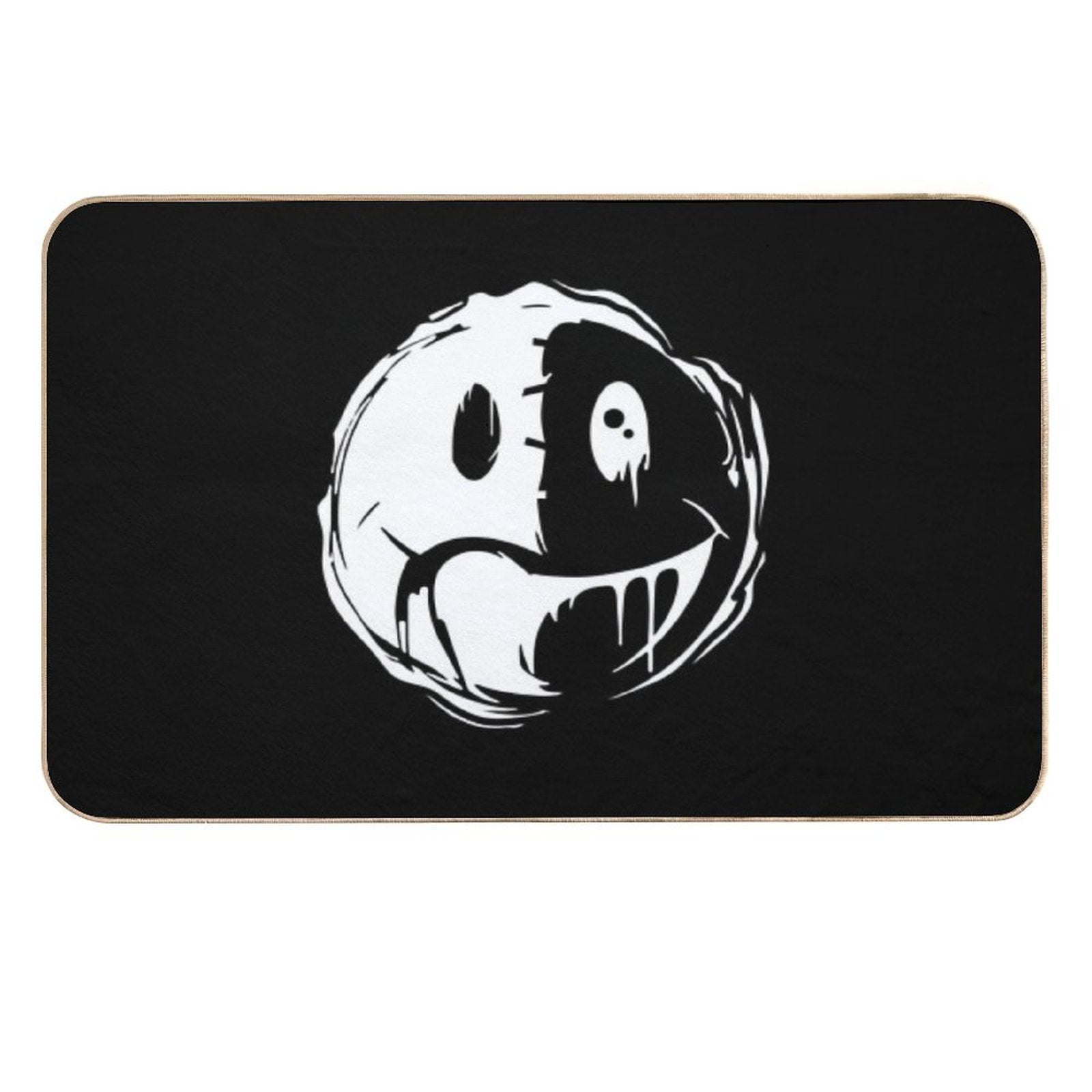 SmileySad Face – Emo Punk Split Mood Design  Absorbent Bath Mat