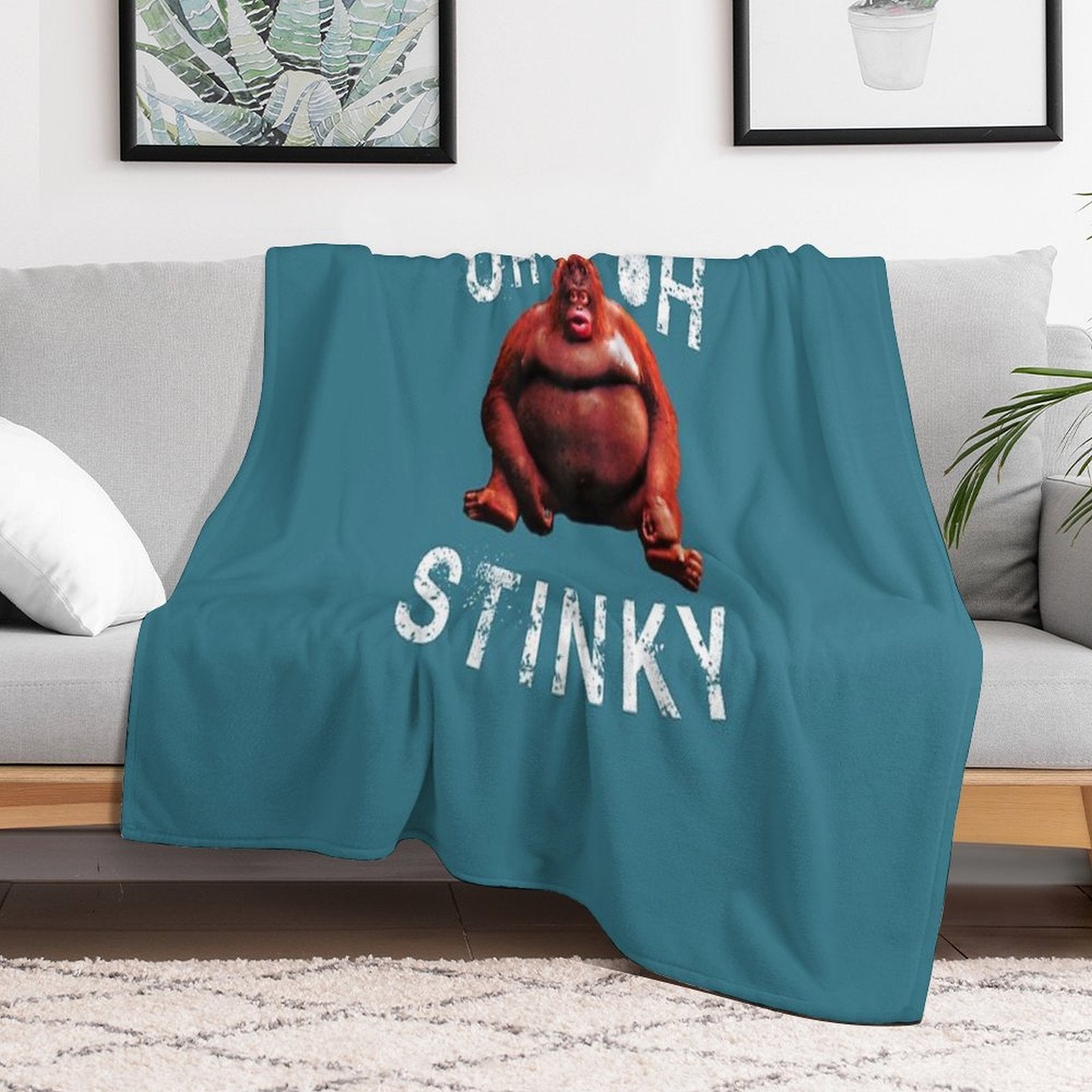Uh Oh Stinky Le Monke Monkey Funny Dank Meme Pullover Compact Throw Blanket