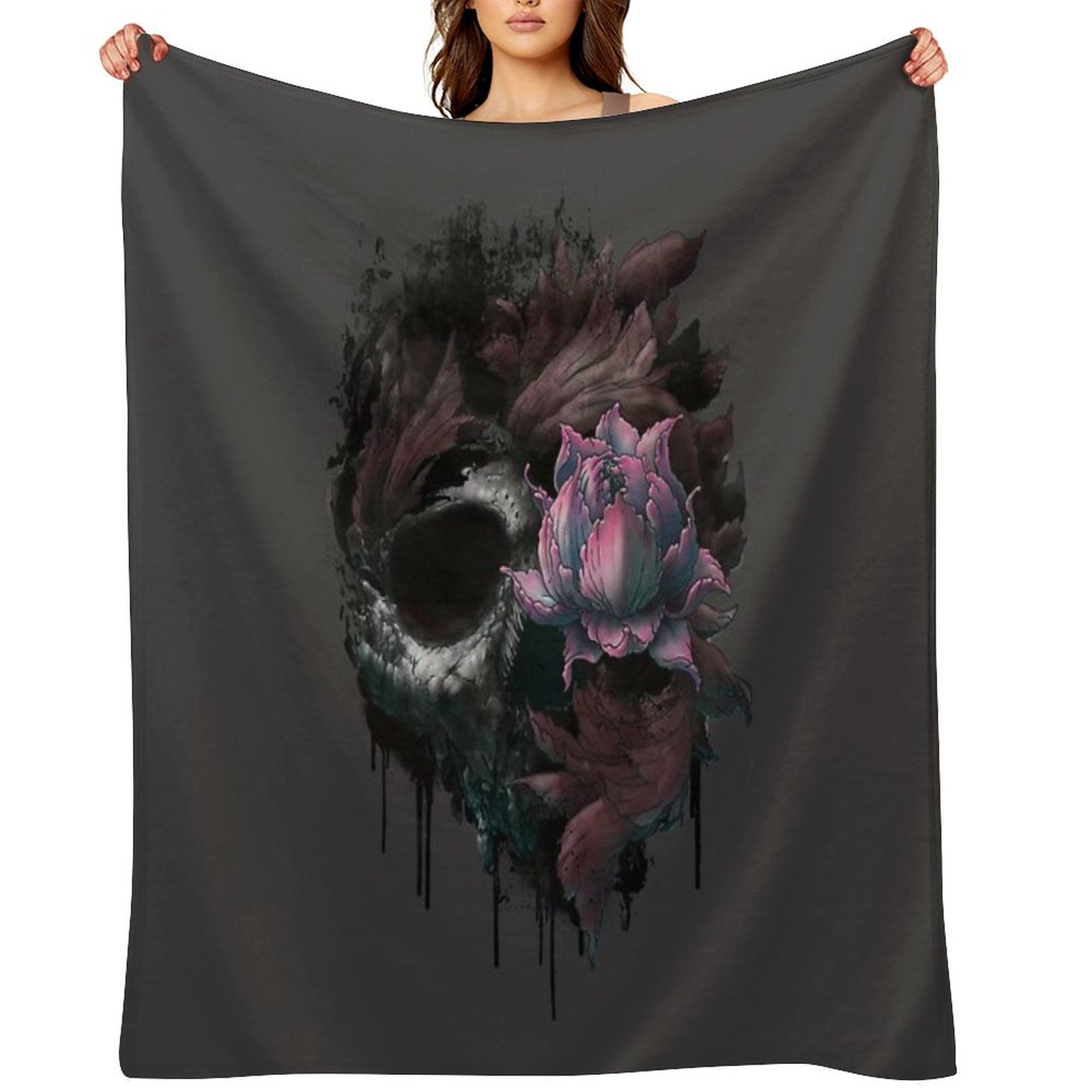 Death Blooms Throw Blanket
