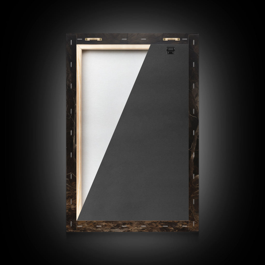 Witch in the Cemetery wall art frame back comparison