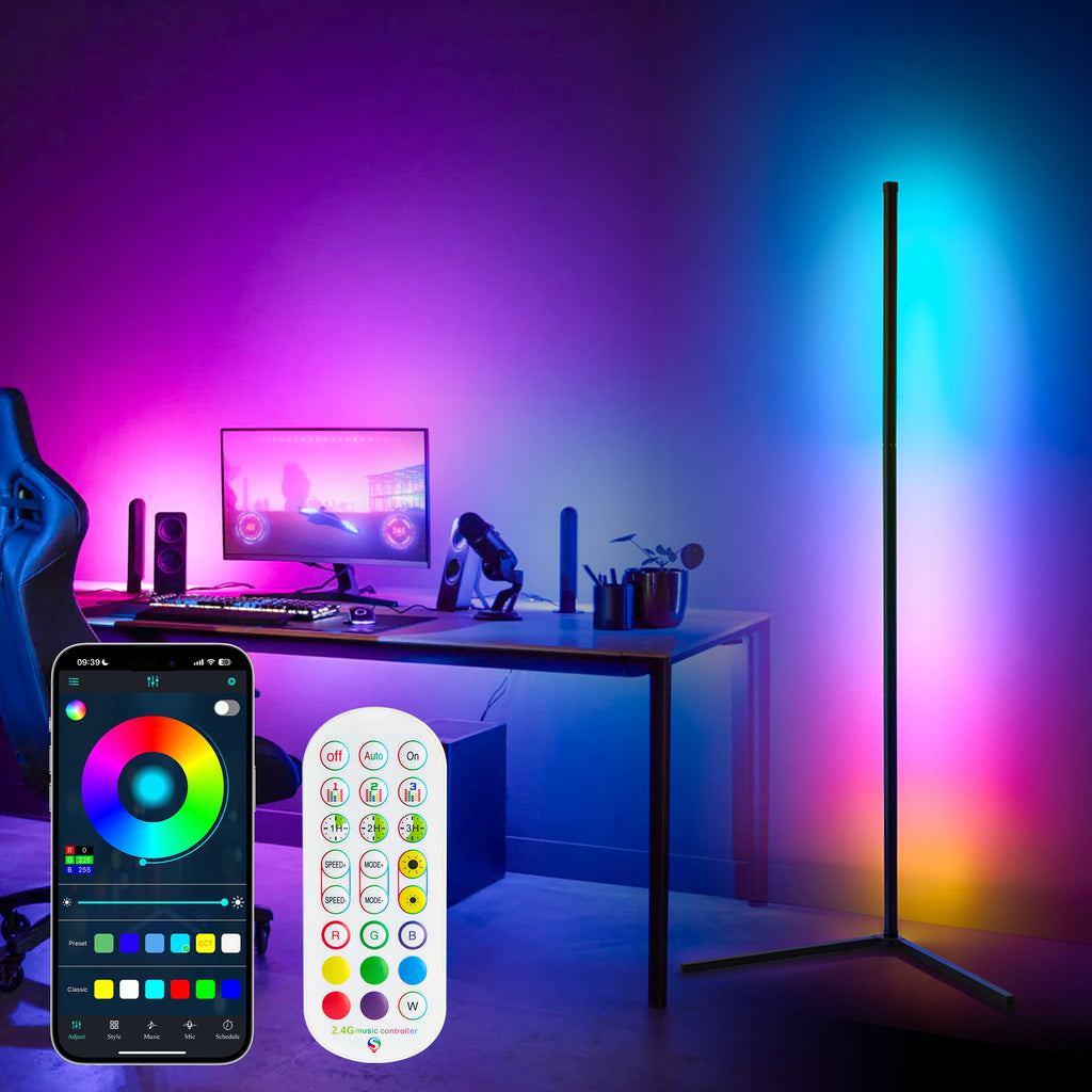 RGB Corner Floor Lamp, Support App, Music Sync