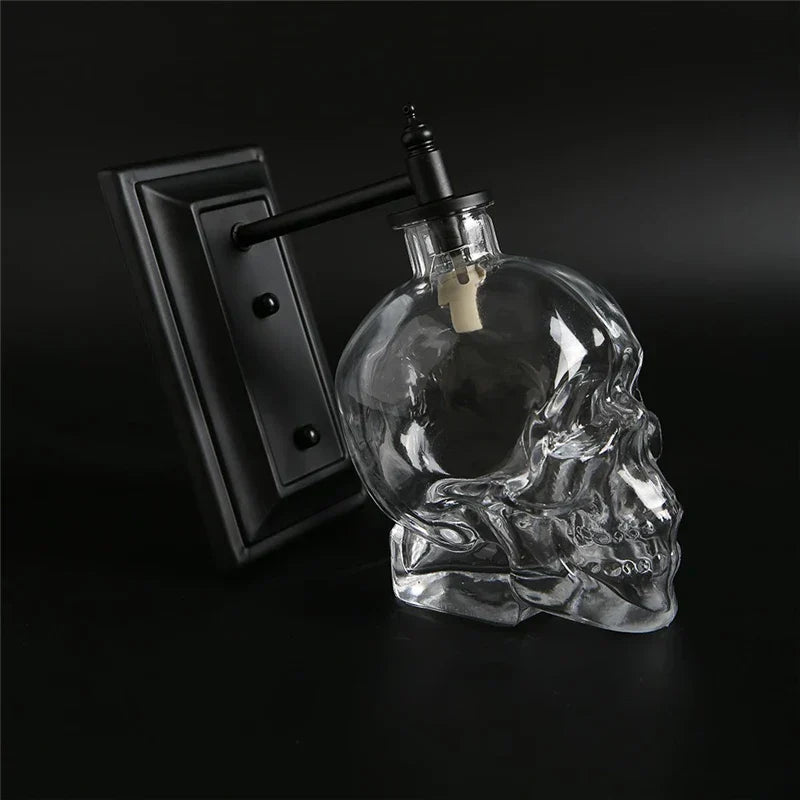 DecorBites™ Glass Skull Wall Sconce: Nordic Industrial Vintage LED Wall Lamp for Living Room & Bedroom.