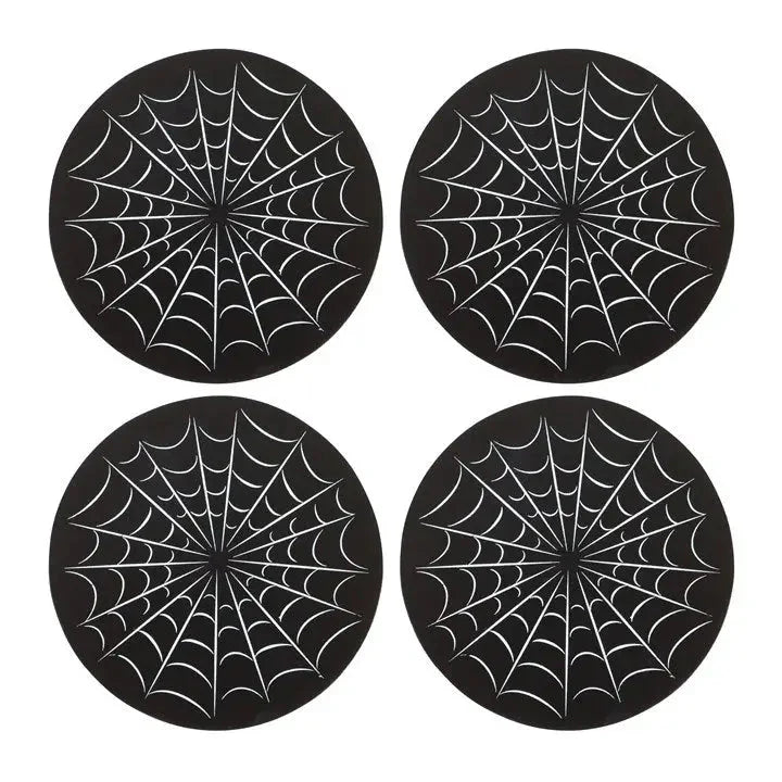Black Gothic Spiderweb Coaster Set
