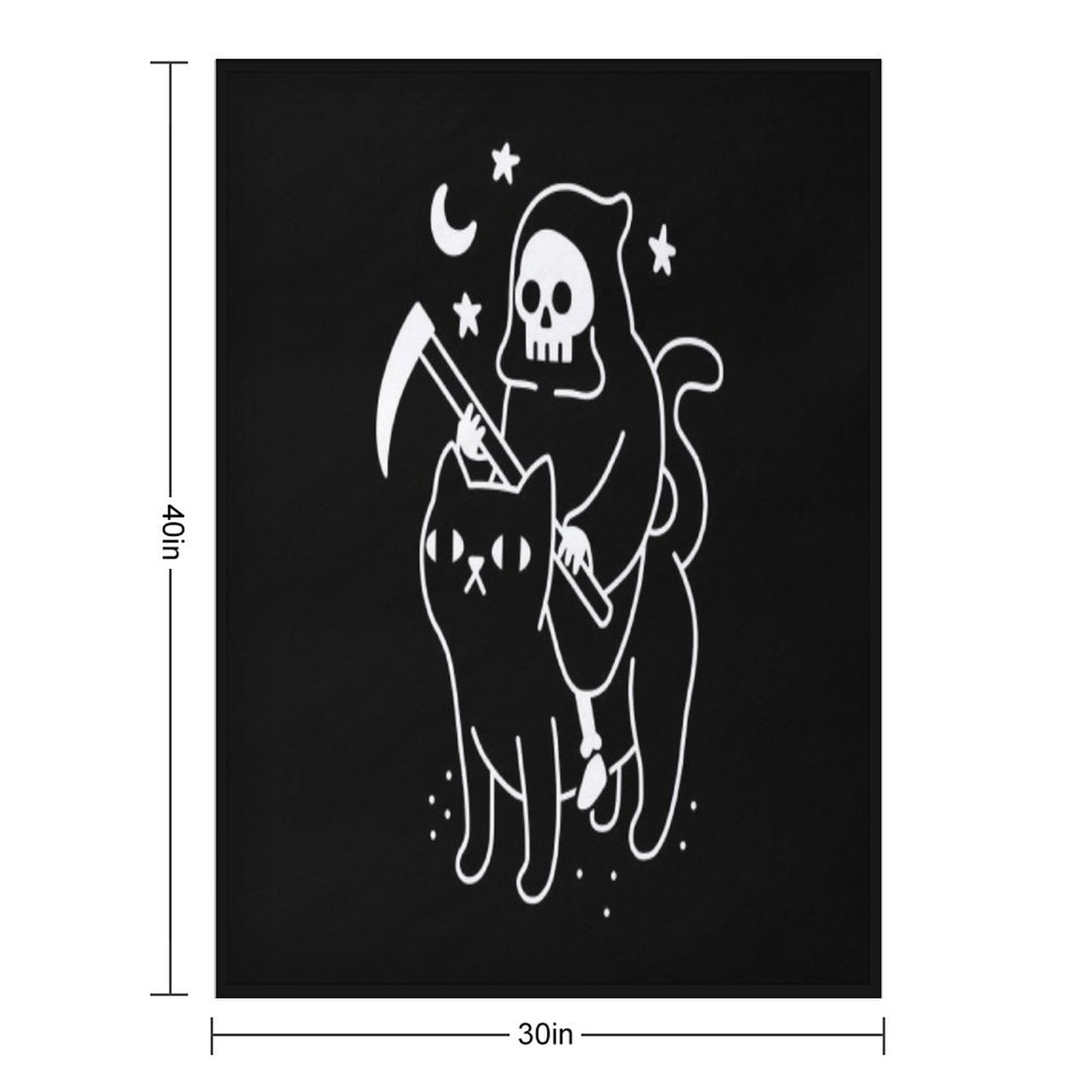 Death Rides A Black Cat Throw Blanket