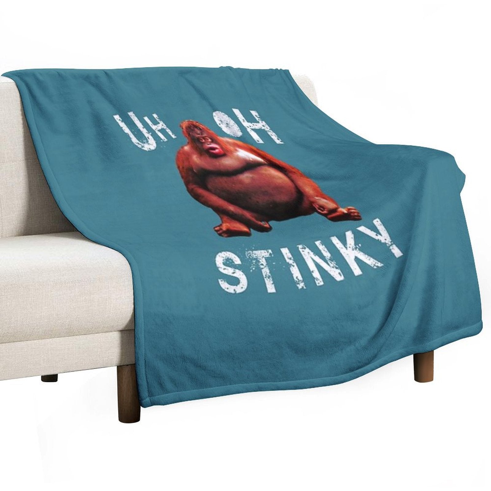 Uh Oh Stinky Le Monke Monkey Funny Dank Meme Pullover Compact Throw Blanket