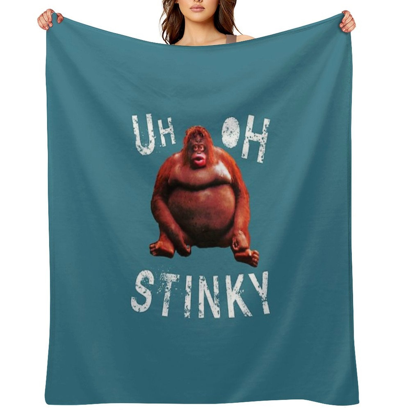 Uh Oh Stinky Le Monke Monkey Funny Dank Meme Pullover Compact Throw Blanket