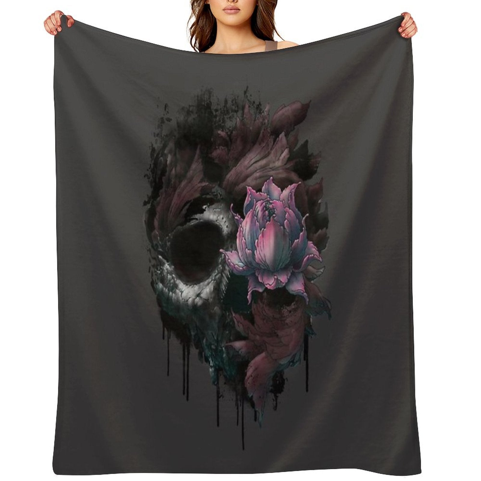 Death Blooms Throw Blanket