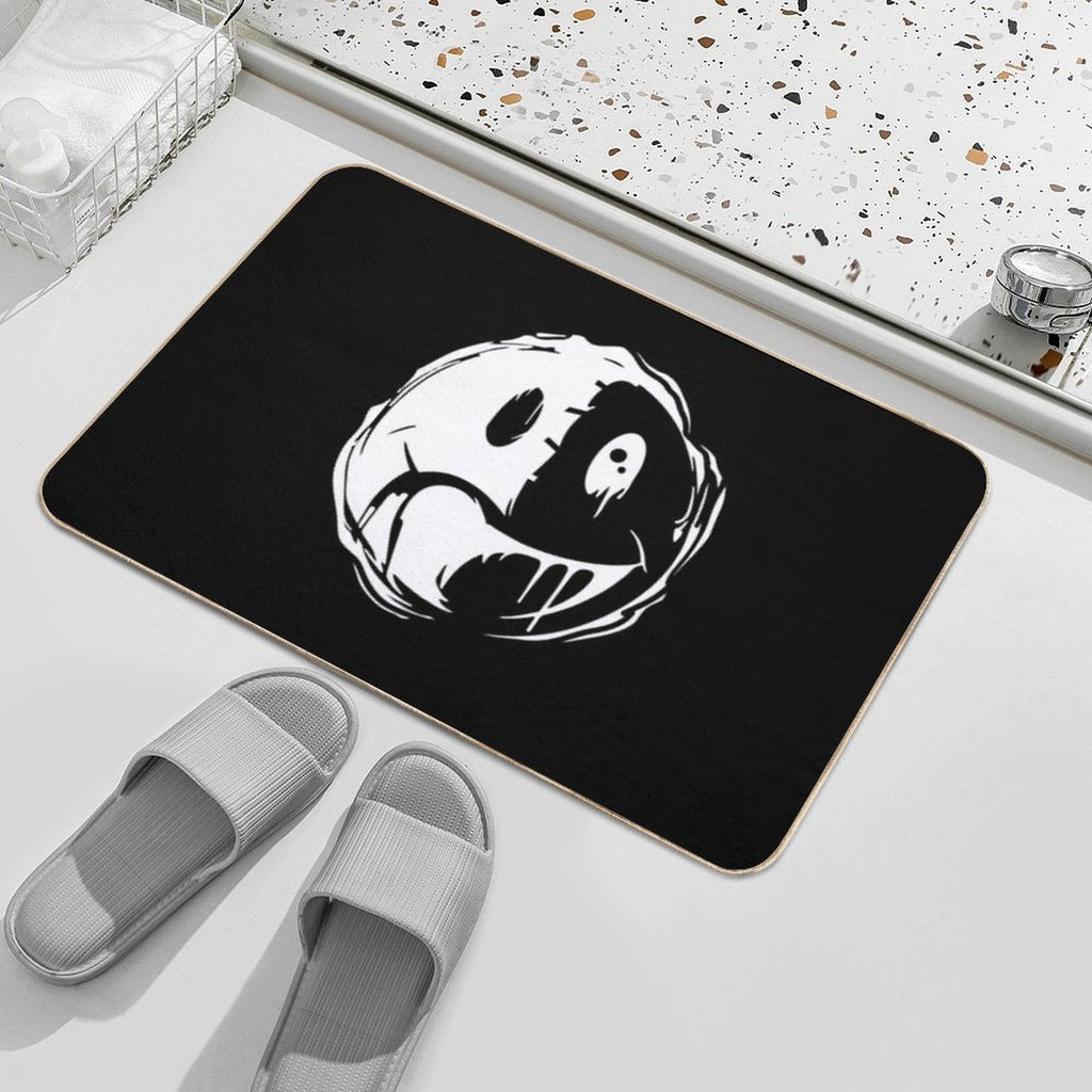 SmileySad Face – Emo Punk Split Mood Design  Absorbent Bath Mat